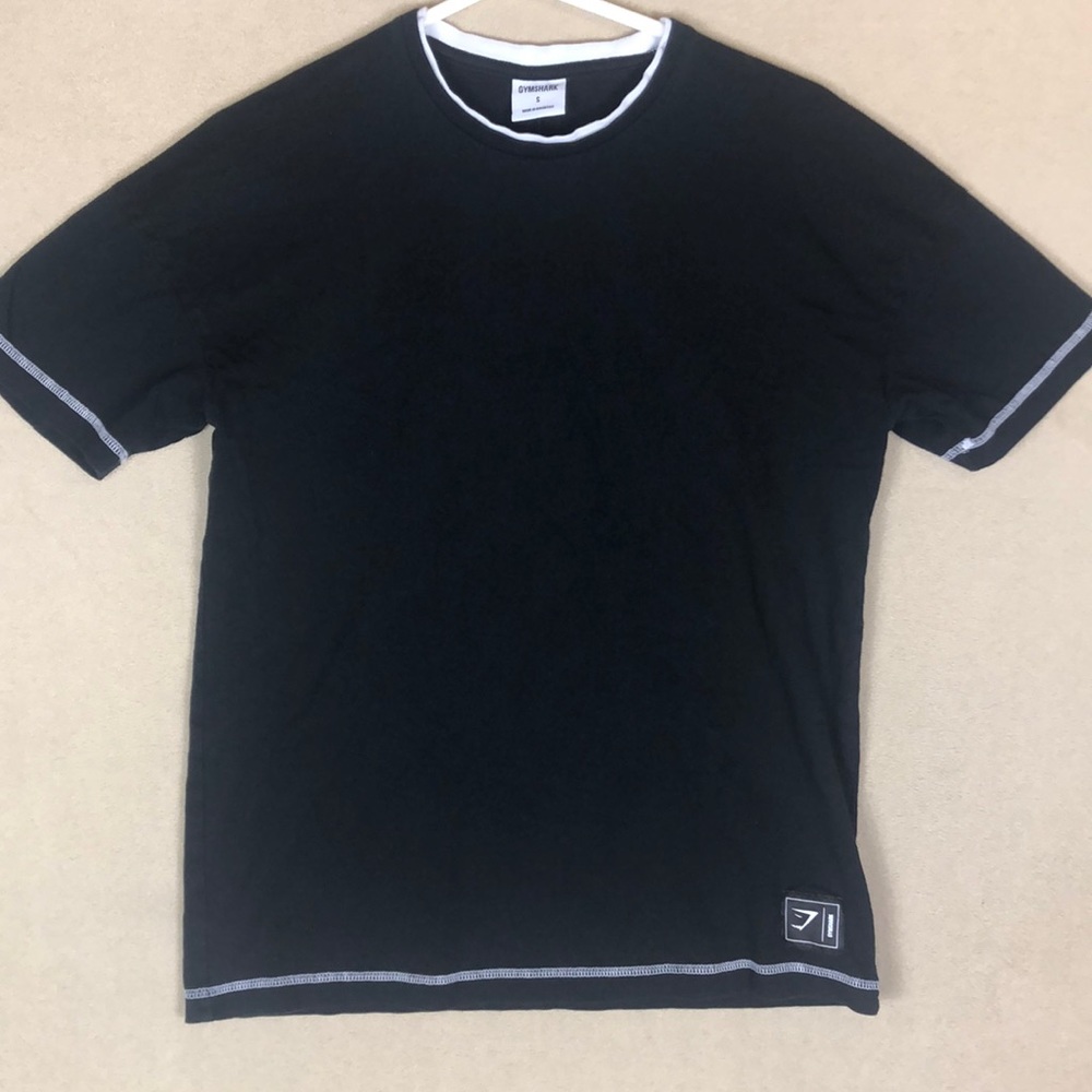 Gymshark Black White Contrast Stitch Athletic Workout Shirt Men’s‎ size S